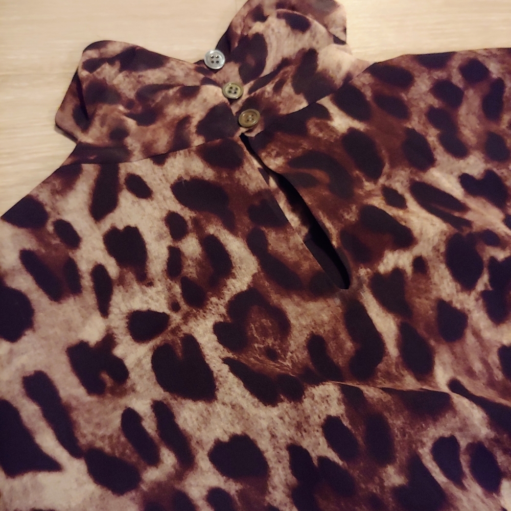 Badgley Mischka Leopard-Print Georgette Dress, Sz 12 - Picture 9 of 16